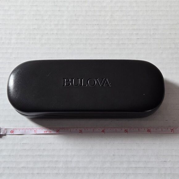 Bulova Eyeglasses Case Hard Shell Clamshell Felt Lined Travel Storage Black 6" - Picture 5 of 7